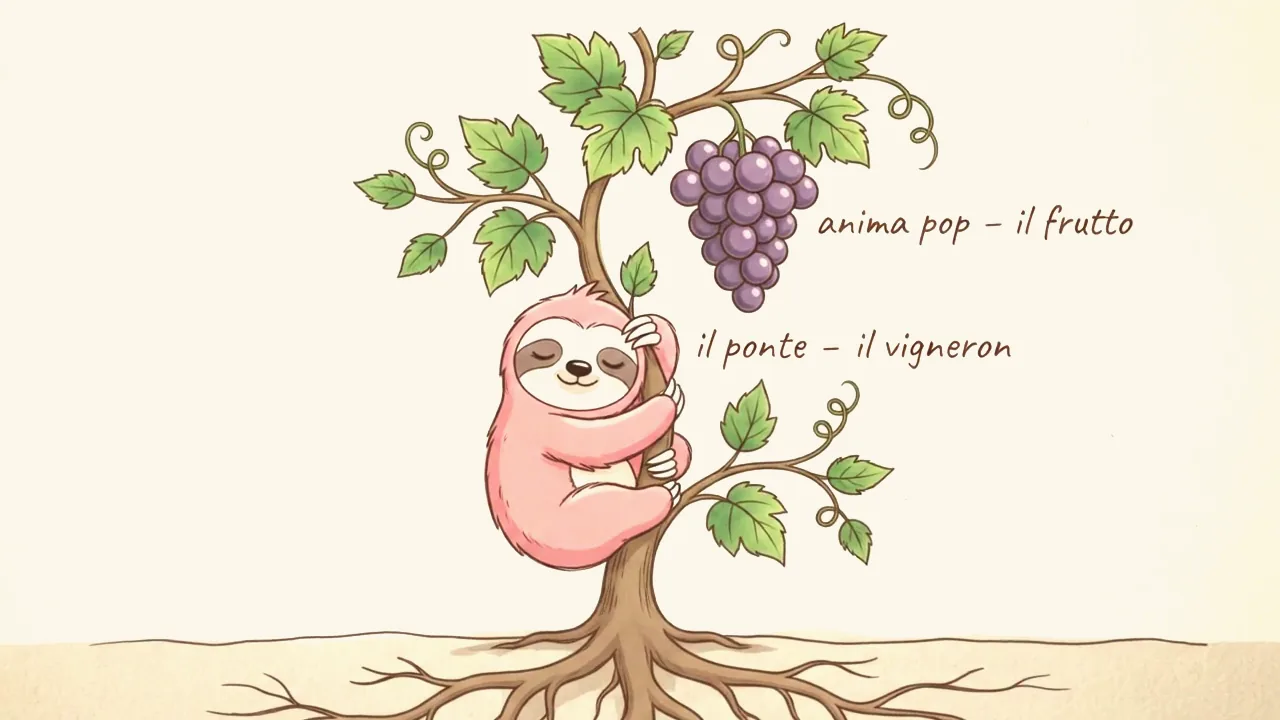 Illustrazione delle tre anime di Lempole: radice, ponte, frutto